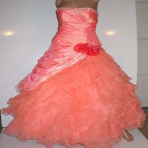 Maggie Sottero Puff Dress/Sweetheart Coral Organza Ball Gowns Quinceanera